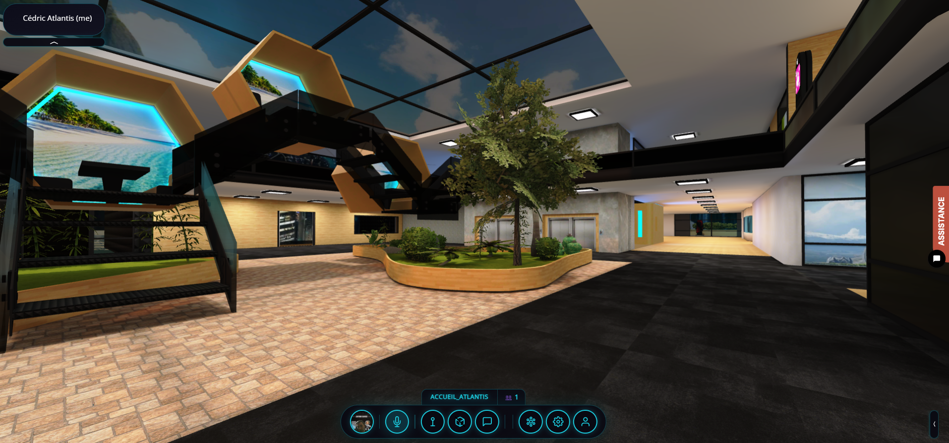 Place centrale ATLANTIS vue aérienne avec espaces de networking