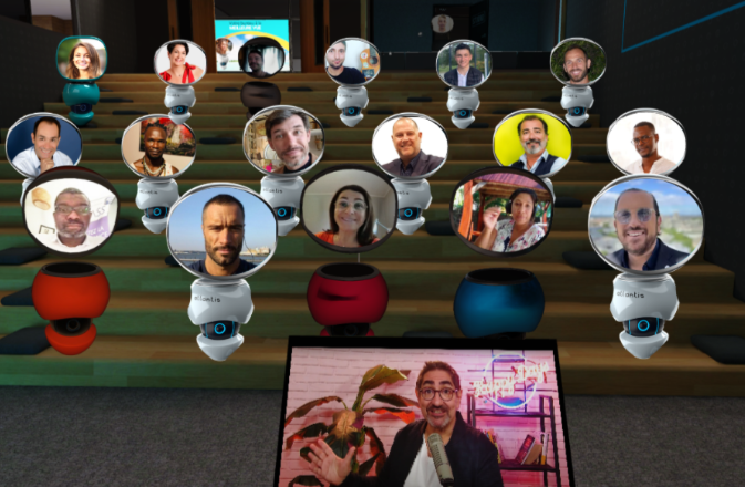 Conférence ATLANTIS dans un amphithéâtre virtuel avec avatars et webcams